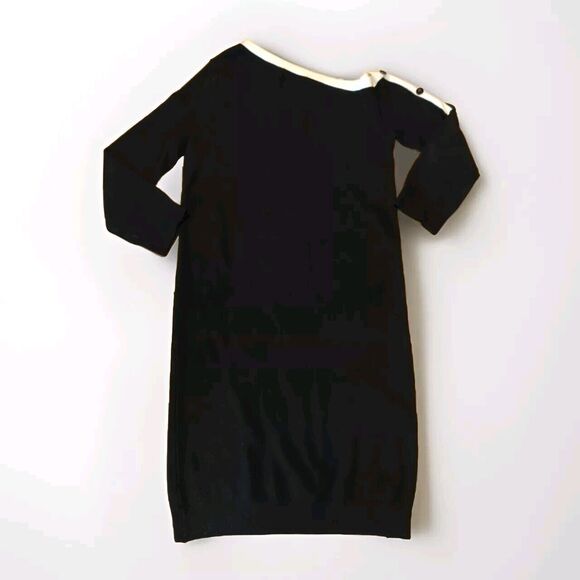 Torrid Sweater Dress Womens 0 Large Black White Stretch Button 3/4 Sleeves - Picture 1 of 9